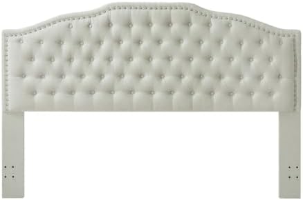 24KF Upholstered Button Tufted King Size Headboard with Nailhead Trim, Elegant Boucle Fabric California King headboard, 6031-K-Boucle-Beige