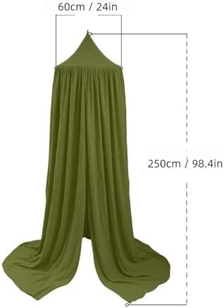 Cotton Kids Bed Canopy, Nursery Room Baby Crib Hanging Curtain Mosquito Net Hideaway Bedding Children Reading Nook Decoration, Pastel Neutral Color for Boys & Girls (Green)