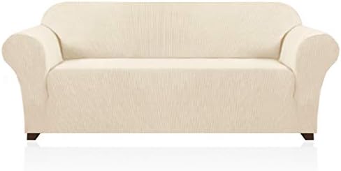 PrinceDeco Couch Covers for 3 Cushion Couch Sofa Pet Friendly Extra Large Couch Cover for Oversized Sofa Washable Furniture Protector Fitted Sofa Slipcovers Stay in Place(XL Sofa, Biscotti Beige)