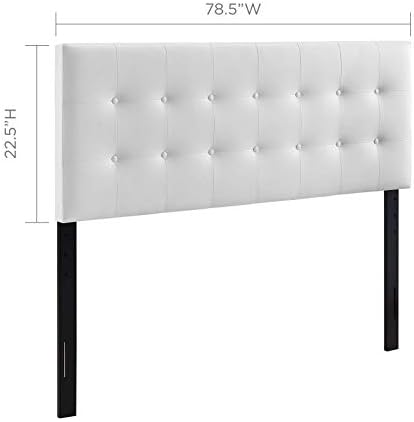 Modway Emily Tufted Button Faux Leather Upholstered King Headboard in White