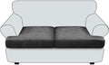 T Cushion Loveseat Sofa Cover Leather-Look 2PC Stretch Sofa Seat Cushion Slipcover Individual Couch Seat Covers with Elastic Bands, Pet-Friendly, Non-Slip, Easy Fit - Dark Grey