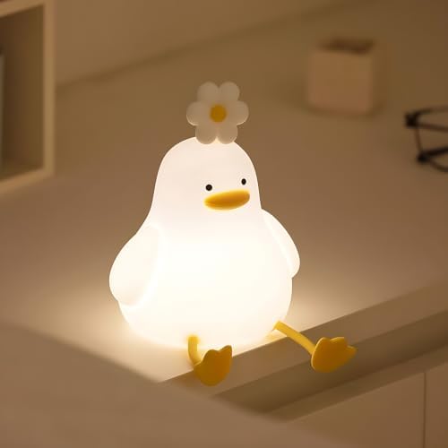 Duck Night Light for Kids, Cute Silicone Squishy Animal Lamp Gift