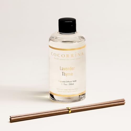 COCORRÍNA Refill- Lavender Thyme 6.7 Fl.oz Reed Diffuser Refill with 8 Sticks