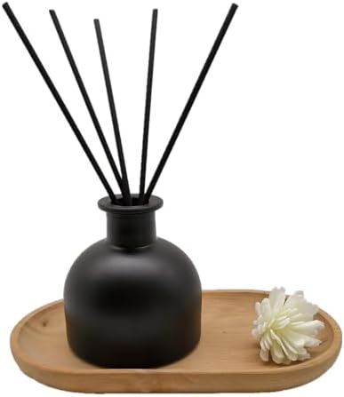 2PCS Perfume Reed Diffuser Bottle,Empty Glass Container 100ml Fragrance Accessories use with Black Sticks for DIY Replacement (Matte Black)