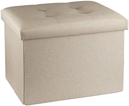 ALASDO Ottoman Storage Ottoman Footrest Stool Foldable Foot Rest Footstool Bench for Living Room 17x13x13inches Beige