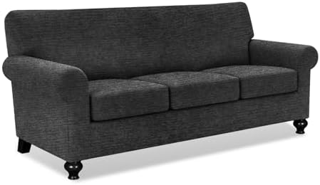 URBANLIFE 4-Piece Stretch Sofa Covers for 3 Cushion Couch, Charcoal Gray