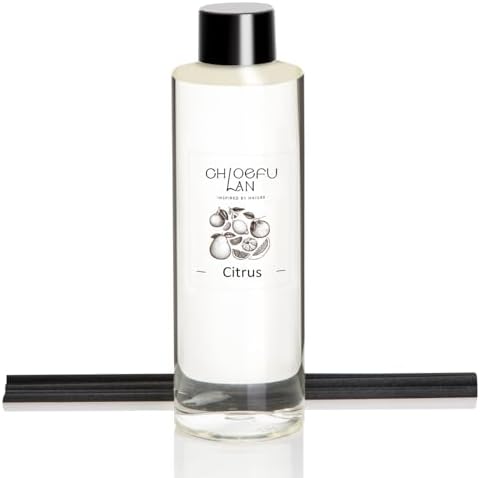 Chloefu LAN Citrus Scented Oil Diffuser Refill 6.76 fl oz Natural Essential Oil, Real Citrus! Holiday Home Fragrance for Bathroom Office Decor