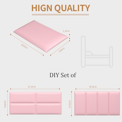 Headboards Wall Panel for Twin, Self-Adhesive 3D Wall Panels, Upholstered Wall Panel for Bedroom/Living Room (4 Pieces 9.84 in x 23.6 in)