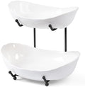 HBlife 2 Tier Fruit Bowl, Ceramic Fruit Basket for Kitchen Counter