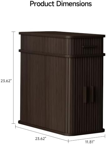 ONRBRILL Fluted End Table, Narrow Side Table, 23.62" H, Dark Brown