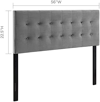 Modway Emily Full Biscuit Tufted Performance Velvet Headboard, Gray