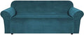 H.VERSAILTEX Stretch Velvet Sofa Covers for 3 Cushion Couch Covers Sofa Slipcovers Furniture Protector Soft with Non Slip Elastic Bottom, Crafted from Thick Comfy Rich Velour (Sofa 72'-90', Deep Teal)