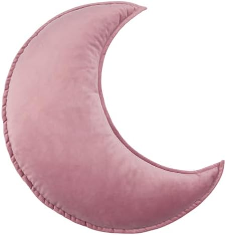 Moon Shaped Throw Pillow Star Couch Cushion Decorative Pillows Fluffy Velvet Stars Home Decor Plush for Bedroom (Moon, Dusty Pink)