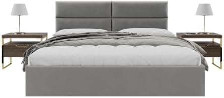 Vänt Wall Mounted Headboard Panels, King/Twin, Velvet Smoke Grey