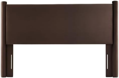 Modway Rael Queen Upholstered Headboard with Pillars in Chocolate Brown – Velvet Headboard – Stain-Resistant Performance Velvet Headboard for Queen Size Beds