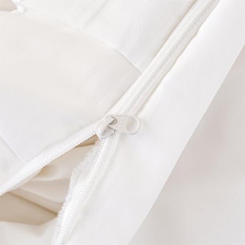Girls Lace Bedding, Full Comforter Cover Set, Chic Ruffled Duvet Cover with 2 Layers Ruffle,Princess Style 1 Duvet Cover with 2 Pillowcases, No Comforter-White,Full