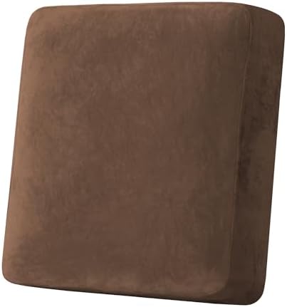H.VERSAILTEX Velvet Stretch Couch Cushion Cover Plush Cushion Slipcover for Chair Cushion Furniture Protector Seat Cushion Sofa Cover (1 Piece Armchair Cushion Covers, Caramel Cafe)