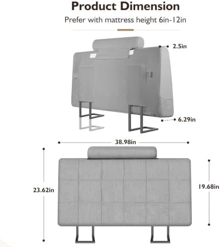 Twin Headboard with Headrest, Memory Foam Upholstered Headboard