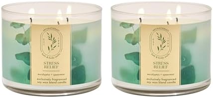 Bath & Body Works 3-Wick Candle, Eucalyptus Spearmint, 2 Pack