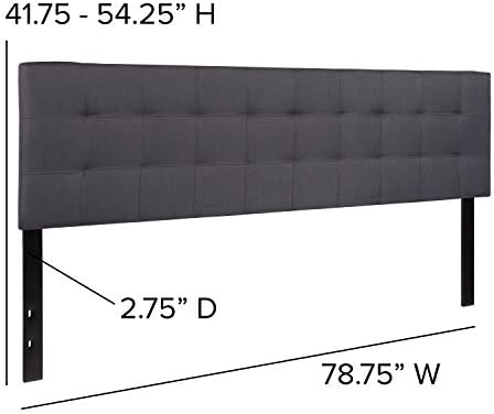 Emma + Oliver Dark Gray King Quilted Tufted Headboard