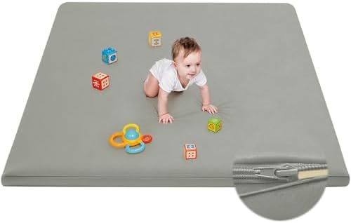 Waterproof Baby Play Mat for Floor Memory Foam 59 * 79 Cushion Playpen Playmat Tummy Time Crawling Mat Nursery Rug Thick Pad Create Soft & Safe Area for Infants,Toddler,Kids,Grey