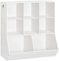 HOOBRO Kids Bookshelf, Toy Storage Organzier with 8 Cubicles, Bookcase Footboard, Bookshelf for Kids, for Playroom, Nursery, Bedroom, and School, White WT35CW01G1