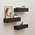 Floating Solid Wood Console Table, 71'' Wall Mounted Narrow Entryway Table with Storage Shelf, Modern Couch Shelves Small Entry Way Tables for Entryway, Front Hall, Hallway (Black, 70.86IN)