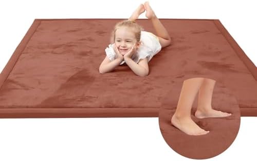 Huloo Sleep Ultra Soft Baby Play Mat for Floor,1.3" Thick Elasti-Foam 50x50 Playpen Mat for Toddlers Infant Kids,Non-Slip Backing Safe for Crawling&Tummy Time,Tatami Style （Brick）