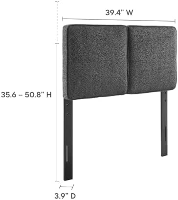 Modway Lindee Twin Size Upholstered Headboard with Cream Boucle Fabric - Pillow Style Headboard for Kid's Room or College Dorm - Fabric Twin Headboard with Adjustable Mounting Positions