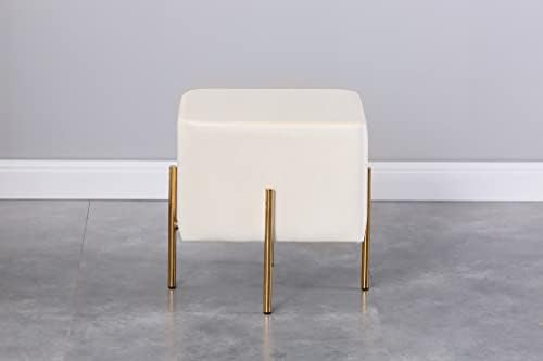 Kirpi Cream Velvet Foot Stool Set of 2, Modern Vanity Ottoman Stools with Gold Legs, Cube Accent Foot Rest for Living Room Bedroom Makeup Vanity (Cream)