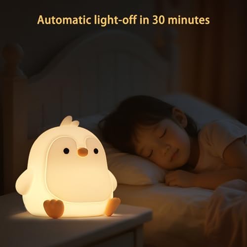 Cute Penguin Night Light, LED Squishy Night Lamp, 7 Colors Dimmable Timer Nursery Nightlight, Rechargeable Touch Lamp, Dorm Decor, Funny Gifts(Penguin)