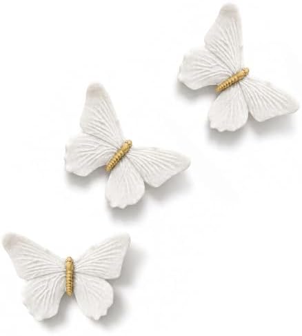 GUSFREUD 3D Butterfly Wall Decor Set – Resin Wall Decor for Living Room, Bedroom, Bathroom, Dining Room, Outdoor and Gallery Walls - Sandstone Gold - Set of 3