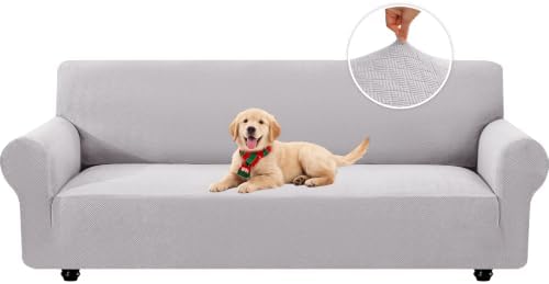 XINEAGE Stretch 4 Seater Slipcover, Non-Slip Pet Couch Cover,Silver Gray