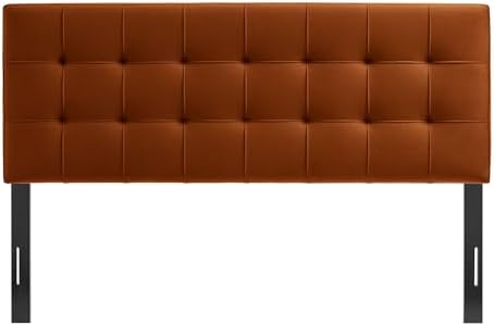 Modway Lily Performance Velvet King Size Headboard with Biscuit Tufting in Rust - Stain-Resistant Upholstery with Padded Design and 5 Height-Adjustable Mounts