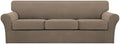 Turquoize 4 Piece Sofa Covers for 3 Cushion Couch Sofa Slipcover Soft Couch Cover for Dogs-Washable Sofa Furniture Covers with 3 Individual Large Cushion Covers (XL Sofa, Macchiato)