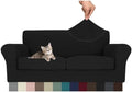 MAXIJIN 3 Piece Couch Covers for 2 Cushion Couch loveseat Cover, Stretch Love Seat Sofa Slipcovers for Dogs Pet, Thick Furniture Protector with 2 Seat Cushion (55"-69", Black)