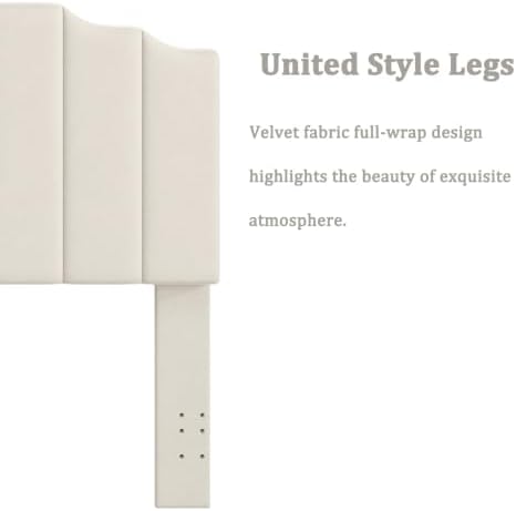 Befurtori King Size Headboard Only, Velvet Wall Mount Headboard, Cream