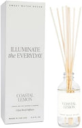 Sweet Water Decor Coastal Lemon Clear Reed Diffuser – Room Decor Aesthetic with Long-Lasting Premium Fragrance of Lemon, Sea Salt, Jasmine & Driftwood for 4 Months – Ideal for Home Décor