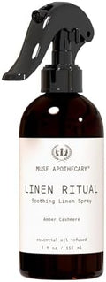 Muse Apothecary Linen Ritual - Aromatic, Soothing, and Relaxing Linen Mist, Laundry and Fabric Spray - Infused with Aromatherapy Essential Oils - 4 oz, Amber Cashmere