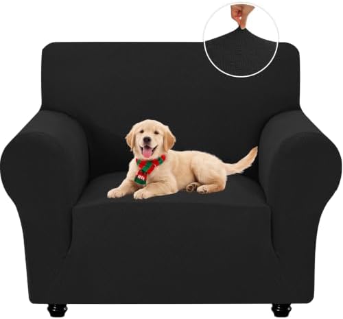 XINEAGE Stretch Armchair Slipcover, Non-Slip Pet Couch Cover,Black