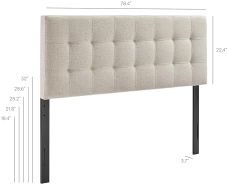 Modway Lily King Size Headboard with Biscuit Tufting in Dove Gray - Fabric Upholstery with Padded Design and 5 Height-Adjustable Mounts