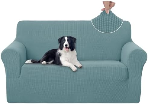 U-NICE HOME Loveseat Cover Stretch Couch Cover Sofa Slipcover, Light Blue