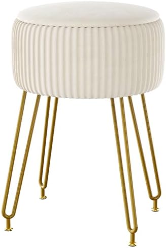 IBUYKE Storage Footrest Chair Ottoman, Makeup Vanity Stool, White LG-20M