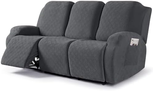 VANSOFY Stretch Recliner Couch Cover, Slipcover, Charcoal Gray, 3 Seater