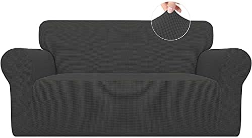 Easy-Going Stretch Loveseat Couch Covers Washable Dark Gray