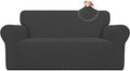Easy-Going Stretch Loveseat Couch Covers Washable Dark Gray