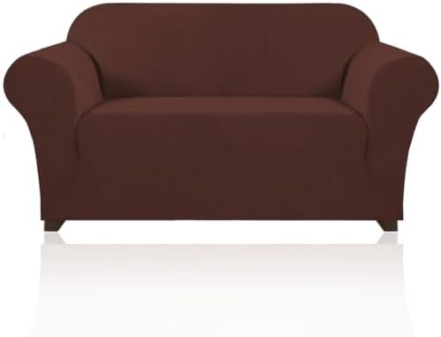PrinceDeco Stretch Sofa Slipcover 1 Piece Sofa Cover for 2 Cushion Couch Furniture Protector/Cover Couch with Elastic Bottom Soft and Durable Sofa Cover Pet Protector (Loveseat, Burnt Brick)