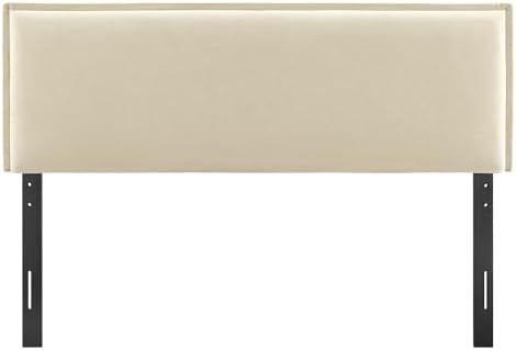 Modway Camille Queen Size Upholstered Linen Blend Headboard with Removable Slipcover – in Linen - Padded Pillow Style Headboard with Adjustable Mounting for Queen Beds
