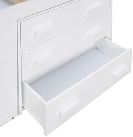 Bellemave Twin Size Low loft Bed for Kids,Wood Modern Farmhouse Twin Loft Bed with and Drawer Storage, No Box Spring Needed, White