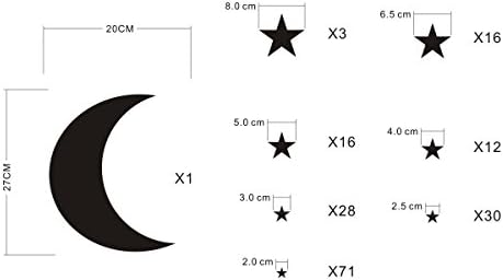 Moon and Stars Wall Decal Vinyl Sticker for Kids Boy Girls Baby Room Decoration Good Night Nursery Wall Decor Home House Bedroom Design YMX16 (Black)